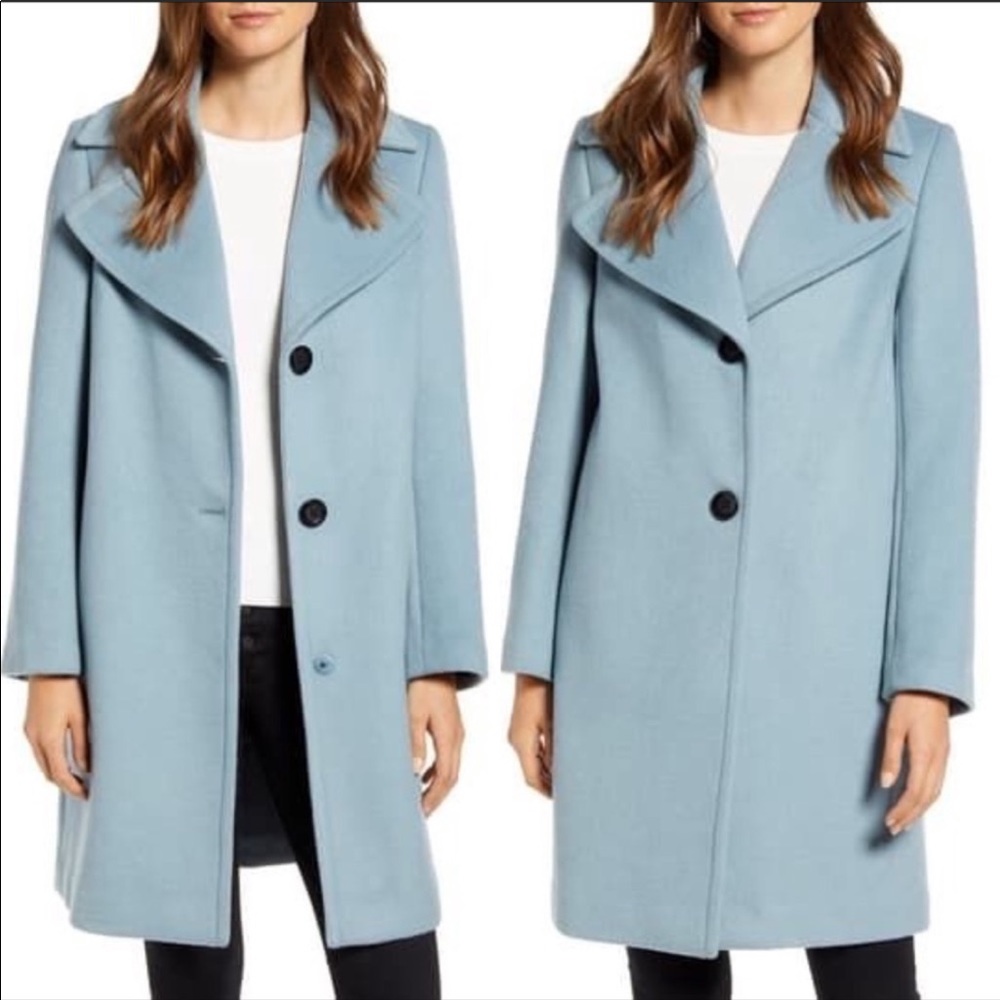 Sam Edelman Single Breasted Light Blue Wool 4 NWT